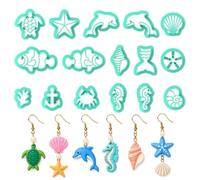 ORIGACH 16 Pcs Ocean Animal Clay Cutters, Dolphin Seahorse Starfish Polymer Clay Cutter for Earring Making Sea Animals Clay Cutters for Jewelry Making