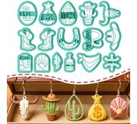 ORIGACH 16 Pcs Western Cowboy Cowgirl Theme Polymer Clay Cutters Set Cactus Boot Horseshoe Shape Earring Clay Cutter DIY Craft Supplies for Earring and Jewelry Making