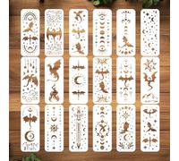 ORIGACH 18 Pcs 11.8 x 4.72 Inches Fantasy Flying Dragon Drawing Stencils Book Edge Template Reusable Plastic Stencil for Painting on Wood Furniture Book Edge