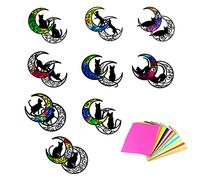 ORIGACH 18 Pcs Suncatcher Kit Cat and Moon Stained Glass Effect Paper Crafts with 32 Pcs Colored Paper DIY Tissue Paper Suncatchers for Window Classroom Arts and Crafts Party Favors