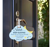 ORIGACH 2 Pack Cloud Shape Baby Sleeping Hanging Sign, Please Do Not Knock Or Ring The Bell Plaque Acrylic Door Hanger with Hanging Strap and Clip for Baby Room Nursery Front Door Door Knob Decor