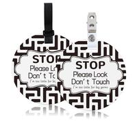 ORIGACH 2 Pack No Touching Baby Stroller Tag Set, Flower Border Pattern Stop Touching Baby Car Seat Carrycot Sign with Hanging Straps and Clip, No Touch Baby Safety Sign for Newborn Baby Girl Boy