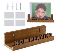 ORIGACH 2 Pack Now Playing Vinyl Record Stand, 7.1 Inch Wooden Vinyl Record Wall Mount with Screws, Floating Shelves Records Storage Holder for Albums, Room Decor, for Music Lovers