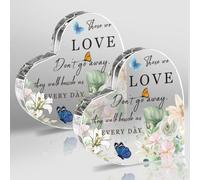 ORIGACH 2 Pcs Butterfly Sympathy Gift Bereavement Gift Ideas Acrylic Heart in Memorial for Loss of Loved One Remembrance Decor