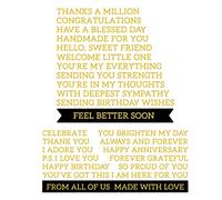 ORIGACH 2 Pcs Inspirational Sentiments Words Hot Foil Plate Positive Words Metal Foil Plates Embossing Template for Card Making DIY Scrapbooking Photo Album Decorative