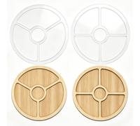 ORIGACH 2 PCS Round Router Templates with 3 and 4 Pockets, Clear Acrylic Valet Tray Router Templates, Transparent Inlay Template for Tray Making Woodworking Craft Projects