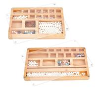 ORIGACH 2 Pcs Wooden Beads Sorting Trays with Acrylic Lids Seed Beads Sorting Mat for Jewelry Bracelet Making, 2 Size