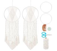 ORIGACH 2 Set DIY Dream Catcher Kits Handmade Dreamcatcher Kits Macrame Kits for Adults Beginners Boho Macrame Wall Hanging Supplies Includes Cotton Cord and Instruction