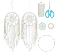 ORIGACH 2 Set DIY Dream Catcher Macrame Kits for Beginners Handmade Dreamcatcher Kits for Adults Boho Macrame Wall Hanging Supplies Includes Cotton Cord and Instruction