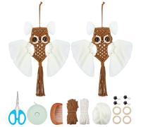 ORIGACH 2 Set DIY Macrame Owl Kit Brown Cotton Handmade Macrame Owl Wall Hanging Kit with Video Tutorial Handm Woven Macrame Wall Tapestry for Bedroom Living Room Balcony Entryway