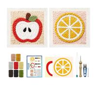 ORIGACH 2 Set Embroidery Punch Needle Kit with Frame, Fruit Needle Punching Kit with Patterns, Threads, Tools & Instructions for Beginners & Adults, DIY Wall Hanging Decor