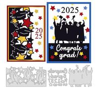 ORIGACH 2024 Graduation Metal Cutting Dies Congrats Grad Words and Background Die Cuts Embossing Stencils Template for DIY Scrapbooking Decorative Paper Card Making