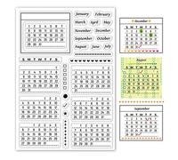 ORIGACH 2025 Planner Calendar Clear Stamps Mixed Week Month January December Silicone Transparent Stamps for Card Making Decoration and DIY Scrapbooking