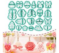 ORIGACH 21 Pcs Girly Elements Polymer Clay Cutters Set Bow Ribbon Heart Rose & Lollipop Shape Earring Clay Cutter DIY Craft Supplies for Earring and Jewelry Making