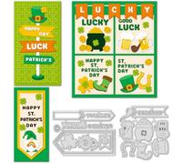 ORIGACH 21 Pcs Saint Patrick's Day Metal Cutting Dies for Card Making Shamrocks Tags Die Cut for DIY Crafting Scrapbooking Journal Photo Album Decoration