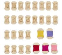 ORIGACH 24 Pcs 12 Styles Major Arcana Tarot Card Embroidery Thread Card Winders, Wooden Embroidery Floss Organizer Needlework Thread Storage Holder for Embroidery, Cross Stitch, Needlepoint