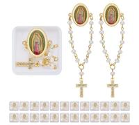 ORIGACH 24 Pcs Our Lady of Guadalupe Memorial Rosary Lapel Pin with Gift Box Catholic Religious Funeral Memorial Favors for First Communion & Baptism