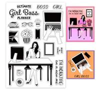 ORIGACH 29.7x21cm City Beauty Lady Clear Stamps for Card Making, Large Transparent Silicone Stamp for DIY Crafting Scrapbooking Journaling Photo Album Decoration