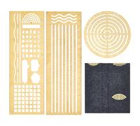 ORIGACH 3 Set Metal Stencils for Bullet Journaling Habit Tracker Diary Planning Circle Grid Chart Stencils with Storage Felt Bag Numbers Letters Lines Templates for Journal
