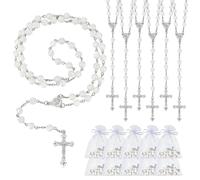 ORIGACH 36 Pcs Catholic White Rose Pearl Beads Rosary Necklace Bulk