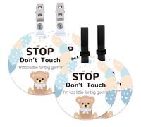 ORIGACH 4 Pack Balloon Bear Do Not Touch Baby Signs Baby Car Seat Tag with Hanging Strap and Clip for Newborn Girl Boy