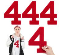 ORIGACH 4 Pcs 8inch Chenille Number Patches, Large Size Self Adhesive Stick on Numbers Embroidered Patches Stickers Clothing Applique Patches for Clothing, Jackets, Red, Number 4