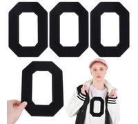 ORIGACH 4 Pcs 8inch Chenille Number Patches, Large Size Self Adhesive Stick on Numbers Embroidered Patches Stickers Clothing Applique Patches for Clothing, Jackets, Black, Number 0