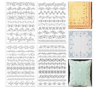 ORIGACH 4 Sheets Water Soluble Embroidery Patterns Stabilizers - Pre-Printed Borders Designs - Stick & Stitch Embroidery Paper for Hand Sewing Lovers