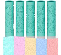 ORIGACH 5 Pcs Polymer Clay Texture Roller Set, Pottery Embossing Rollers with Animal, Insect & Flower Designs for Clay Jewellery Making, Stone & Wall Texturing