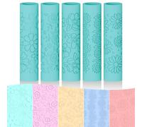 ORIGACH 5 Pcs Polymer Clay Texture Roller Set, Pottery Embossing Rollers with Daisies, Roses, Sunflowers Patterns for Clay Jewellery Making, Stone & Wall Texturing