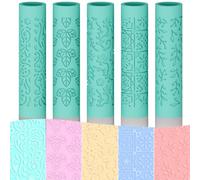 ORIGACH 5 Pcs Polymer Clay Texture Roller Set, Pottery Embossing Rollers with Flowers, Mandala, Paisley Patterns for Clay Jewellery Making, Stone & Wall Texturing