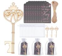 ORIGACH 50 Pcs 70th Birthday Key Bottle Opener Set with Thank You Tags Organza Bags and Rope 70th Birthday Anniversary Wedding Souvenirs Personalized Party Favors for Guests Gifts