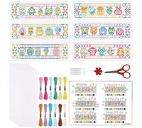 ORIGACH 6 Pcs Cross Stitch Bookmark Kit for Beginner Adults, Cute Mini Mosaic Animals Stamped Embroidery Bookmark Kit with Instruction for Starters Printed Cross Stitch DIY Kits for Book Lovers
