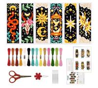 ORIGACH 6 Pcs Tarot The Sun and Star Cross Stitch Bookmark Kit for Beginner