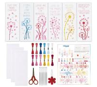 ORIGACH 6 Set Dandelion & Literary Quotes Cross Stitch Bookmark Kit for Beginner with Backing Felt Floss Instructions DIY Stamped Embroidery Bookmark Kit for Adults, Book Lovers
