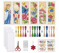 ORIGACH 6 Set Fantasy Angel Butterfly Cross Stitch Bookmark Kit for Beginner with Backing Felt Floss Instructions DIY Stamped Embroidery Bookmark Kit for Adults, Book Lovers