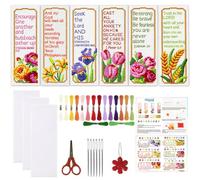 ORIGACH 6 Set Floral & Scripture Cross Stitch Bookmark Kit for Beginner