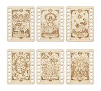 ORIGACH 6 Set Tarot Embroidery Thread Organizer Cards, Wooden Embroidery Floss Storage Holders with 18 Positions Needlework Thread Holder for DIY Sewing Storage Thread, 12x9 cm