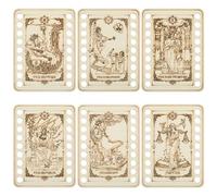 ORIGACH 6 Set Tarot Embroidery Thread Storage Holders, Wooden Embroidery Floss Major Arcana Deck Organizer Cards with 18 Positions Needlework Thread Holder for DIY Sewing Storage Thread, 3.5x4.7Inch