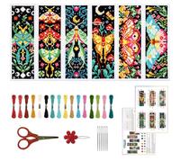 ORIGACH 6Pcs Vivid Moths Cross Stitch Bookmark Kit for Beginner | 11CT Stamped Embroidery Bookmark Kit with Instruction for Starters Printed Cross Stitch DIY Kits, 20x6cm