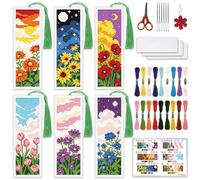 ORIGACH 6Set Floral Sunset&Landscape Cross Stitch Bookmark Kit for Beginner