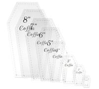 ORIGACH 8 Pcs Coffin Shaped Acrylic Quilting Templates Set, 1" to 8" Sizes Clear Sewing Stencils for Patchwork, Fabric Cutting, Applique, and DIY Crafts