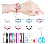 ORIGACH 8 Sets DIY Macrame Bracelet Kit Friendship Bracelet Making Kit with Colourful Threads Rings Beads DIY Dream Catcher Bracelet Making Kits for Birthday Gifts