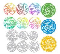 ORIGACH 9 Pcs Words and Round Lace Flower Border Metal Cutting Dies Circle Sentiments and Frame Die Cuts Embossing Stencil Template for Card Making and DIY Scrapbooking