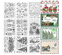 ORIGACH 9 Sheets Rich Christmas Elements Clear Stamps for Card Making, Merry Christmas Sentiments Silicone Stamps for DIY Holiday Scrapbooking Journaling Photo Album Decoration