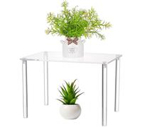 ORIGACH Acrylic Risers Display Stands, Rectangular 4-leg Clear Acrylic Shelf Riser for Plant Cupcake Desserts Holder, Cupboard Organizer, Collectibles Figures, Item Photography, 11.8x7.9x7.9inch