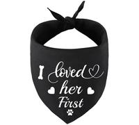 ORIGACH Black I Loved Her First Dog Bandana, Pet Dog Triangle Scarf, Pet Scarf Bibs for Dog Lover Owner Gift Wedding Photo Props Accessories