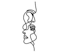 ORIGACH Black Metal Facial Line Minimalist Wall Art Modern Abstract Female Men Single Line Art Wall Decoration Metal Women Men Abstract Line Decor for Bedroom Living Home