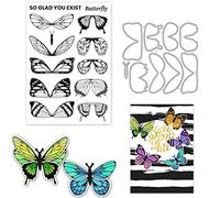 ORIGACH Butterfly Clear Stamp and Dies Set for Card Making Butterflies Metal Die Cuts Silicone Stamps Set Embossing Die Cuts and Stamps for DIY Scrapbooking Album Decoration