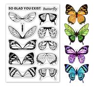 ORIGACH Butterfly Clear Stamps for Card Making Butterflies Silicone Transparent Rubber Stamps for DIY Scrapbooking Journaling Album Decoration